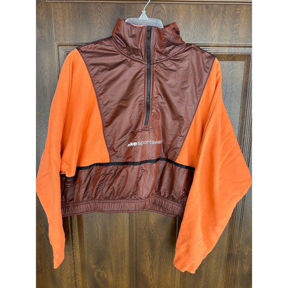 Nike Jackets & Blazers - Nike Women Running Sportswear 1/4 Zip Crop Top Camellia Firewood Orange |SZ XL